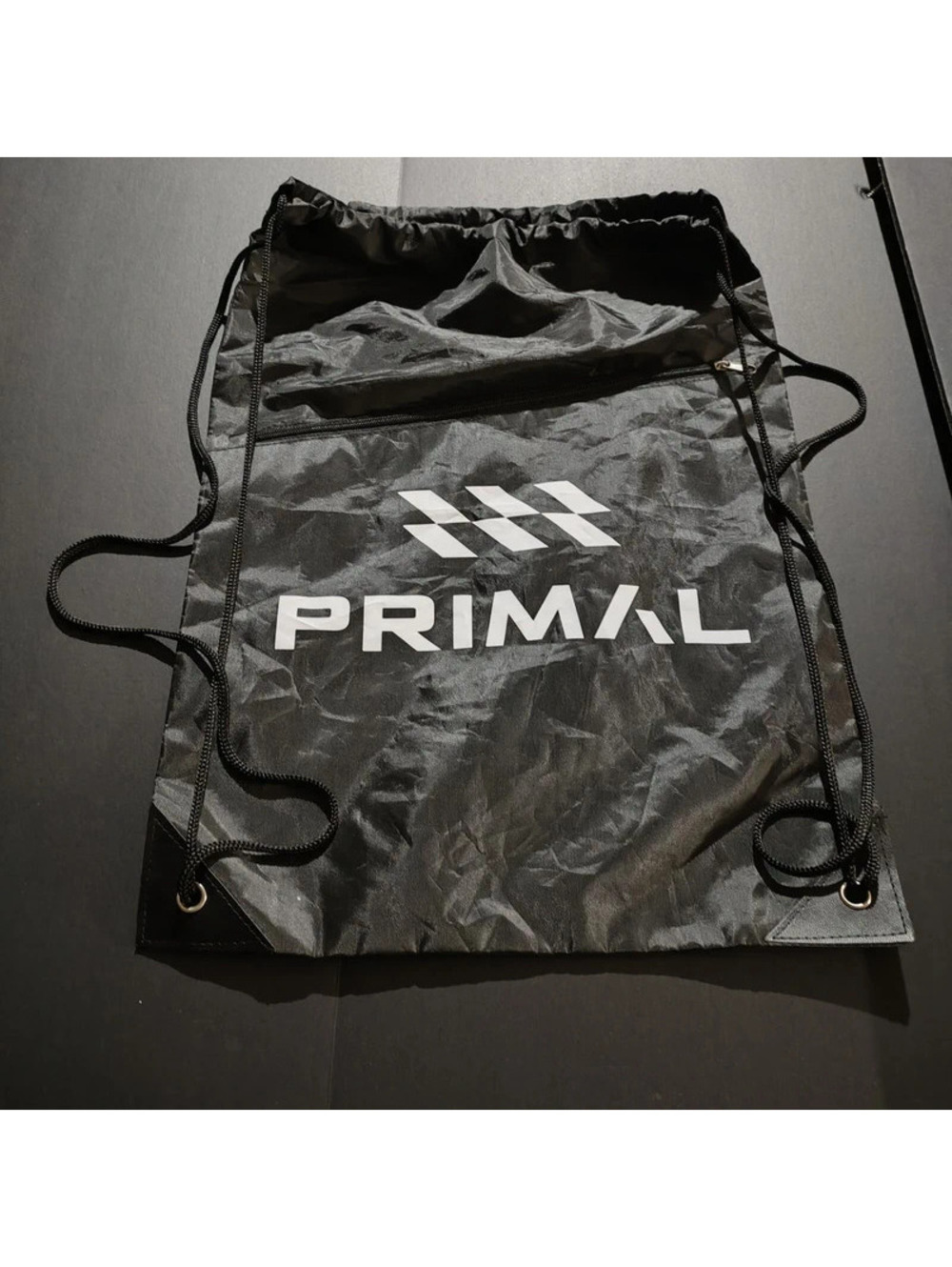 Primal tote drawstring bag with an outside zipper pocket great bag ! nylon black